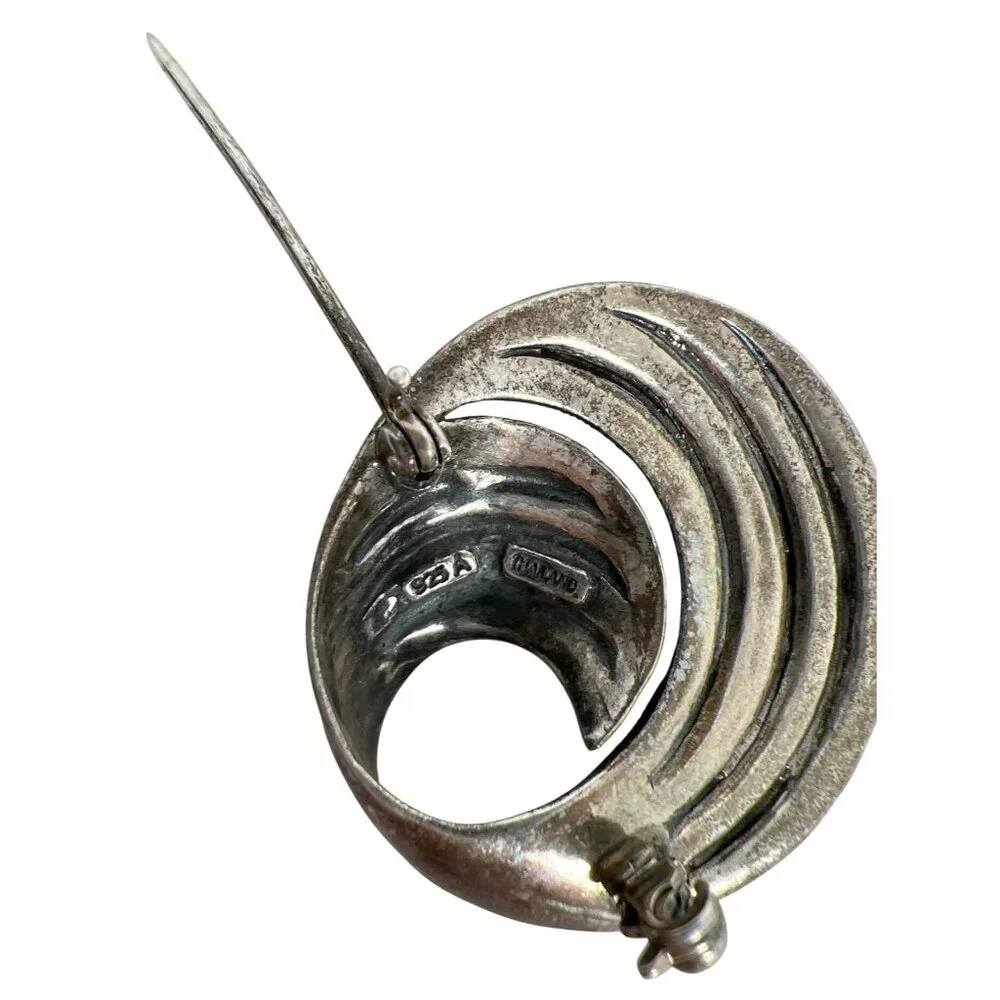 Jewelry Vintage 925 Sterling Silver Marcasite Swirl Brooch Pin 20s Art Deco Core - Picture 2 of 9